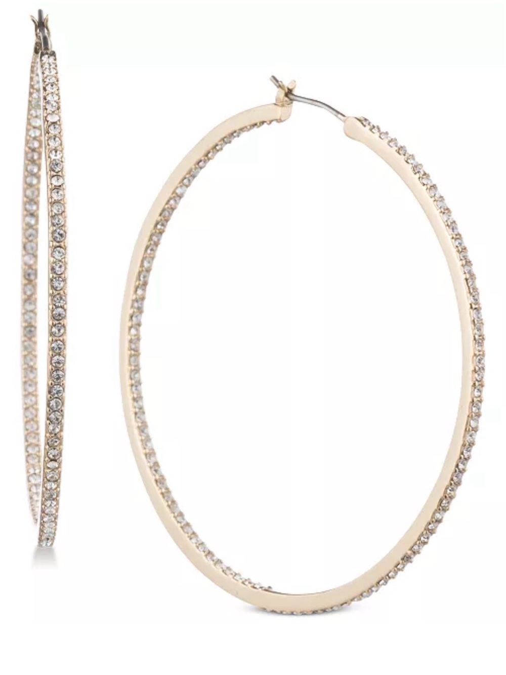 Givenchy Crystal-Trim Gold Hoop Earrings - Women Jewelry LG SIZE